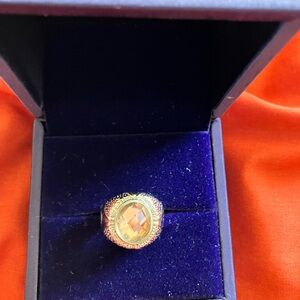 Men’s Stainless Steel Ring Size 8. Light Brown/Champagne Stone.